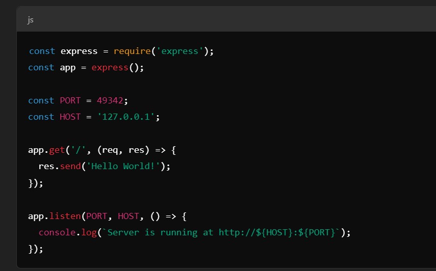node js configuration example