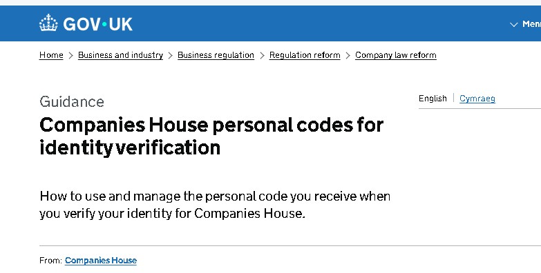 Find Companies House Personal Code